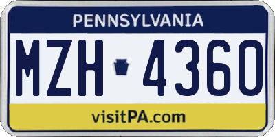 PA license plate MZH4360