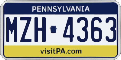 PA license plate MZH4363