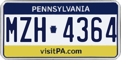 PA license plate MZH4364