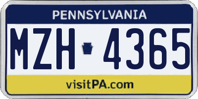 PA license plate MZH4365