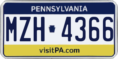 PA license plate MZH4366