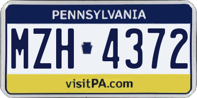 PA license plate MZH4372