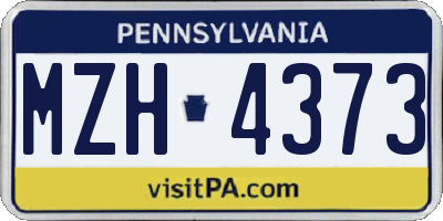 PA license plate MZH4373