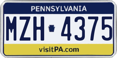 PA license plate MZH4375