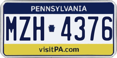 PA license plate MZH4376