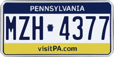 PA license plate MZH4377