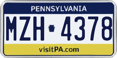 PA license plate MZH4378
