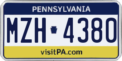 PA license plate MZH4380