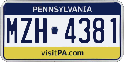 PA license plate MZH4381