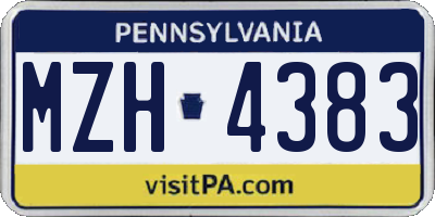 PA license plate MZH4383