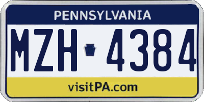 PA license plate MZH4384