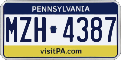 PA license plate MZH4387