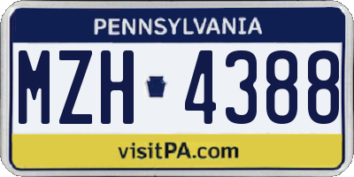 PA license plate MZH4388