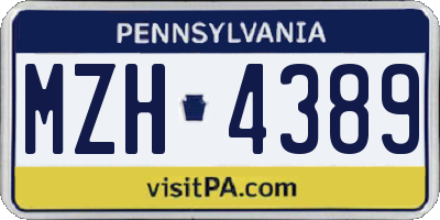 PA license plate MZH4389