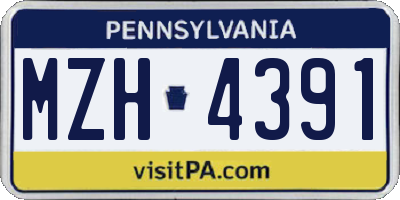 PA license plate MZH4391