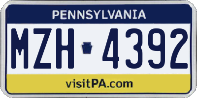 PA license plate MZH4392