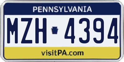 PA license plate MZH4394