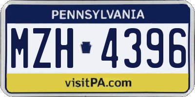 PA license plate MZH4396