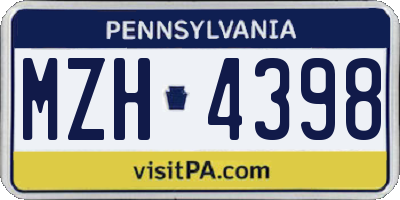 PA license plate MZH4398
