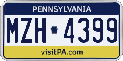 PA license plate MZH4399