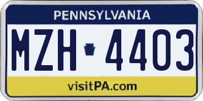 PA license plate MZH4403