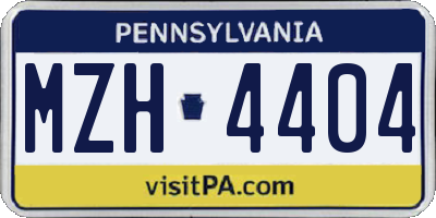 PA license plate MZH4404