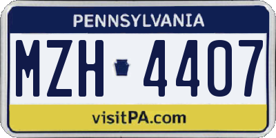 PA license plate MZH4407