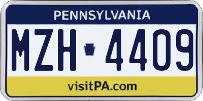 PA license plate MZH4409