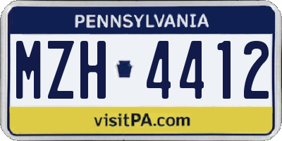 PA license plate MZH4412