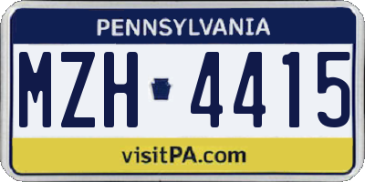 PA license plate MZH4415