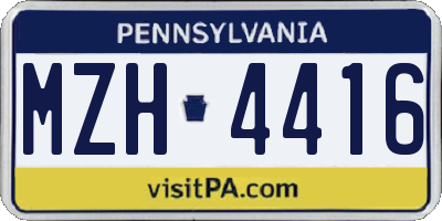 PA license plate MZH4416