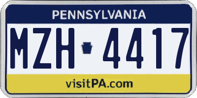 PA license plate MZH4417