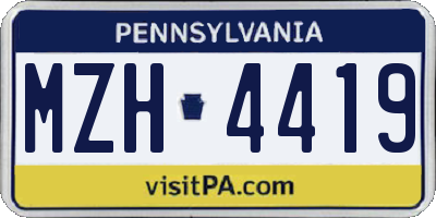 PA license plate MZH4419