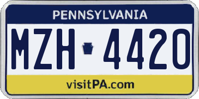 PA license plate MZH4420
