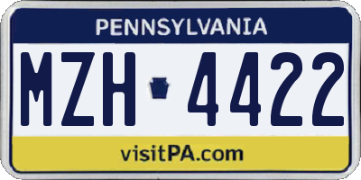 PA license plate MZH4422
