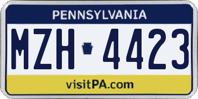 PA license plate MZH4423