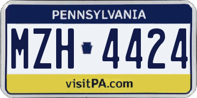 PA license plate MZH4424
