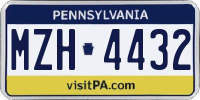 PA license plate MZH4432