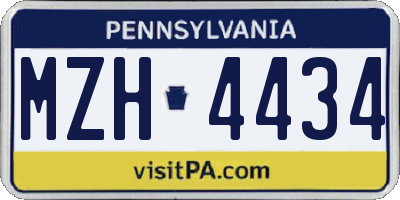 PA license plate MZH4434