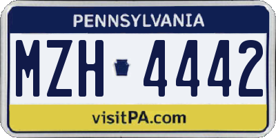 PA license plate MZH4442