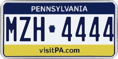 PA license plate MZH4444