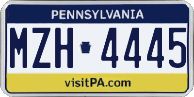 PA license plate MZH4445