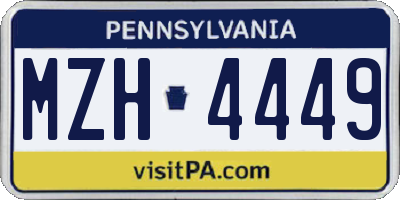 PA license plate MZH4449