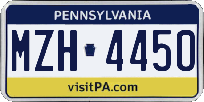 PA license plate MZH4450