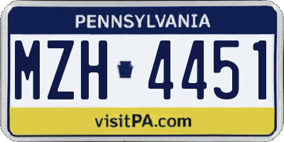 PA license plate MZH4451