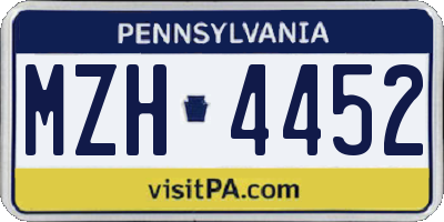 PA license plate MZH4452