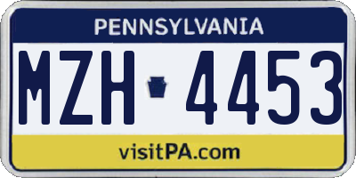 PA license plate MZH4453