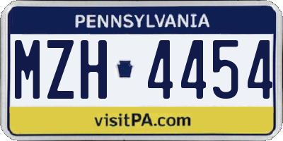 PA license plate MZH4454