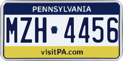 PA license plate MZH4456
