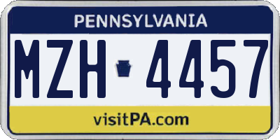 PA license plate MZH4457